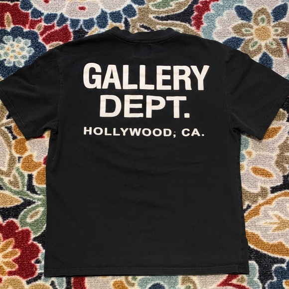 Gallery Dept Black Tee with White Logo - Picture 3 of 3
